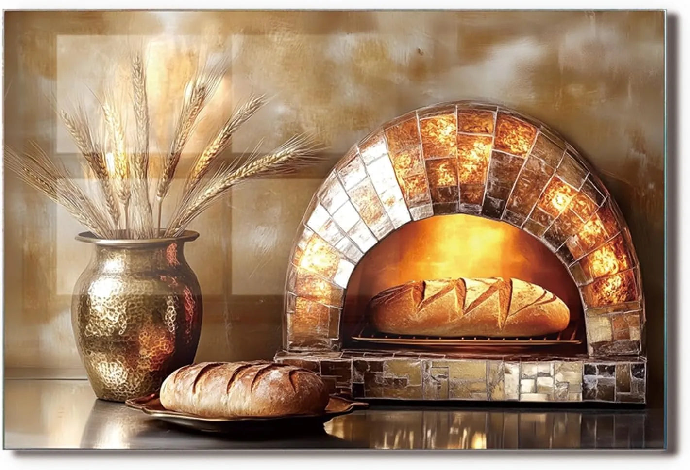 Bread Oven Kitchen Sink Cover Splash Guard Close-Up Artistic Design