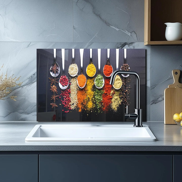 Spoon Spice Heat-Resistant Glass Kitchen Backsplash