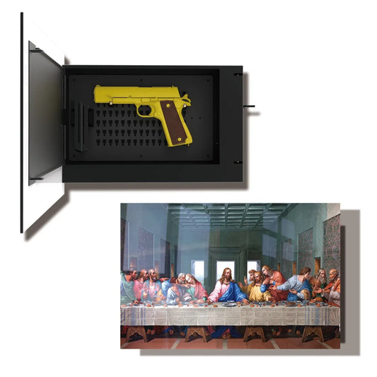 Last Supper glass gun storage cabinet hidden handgun safe