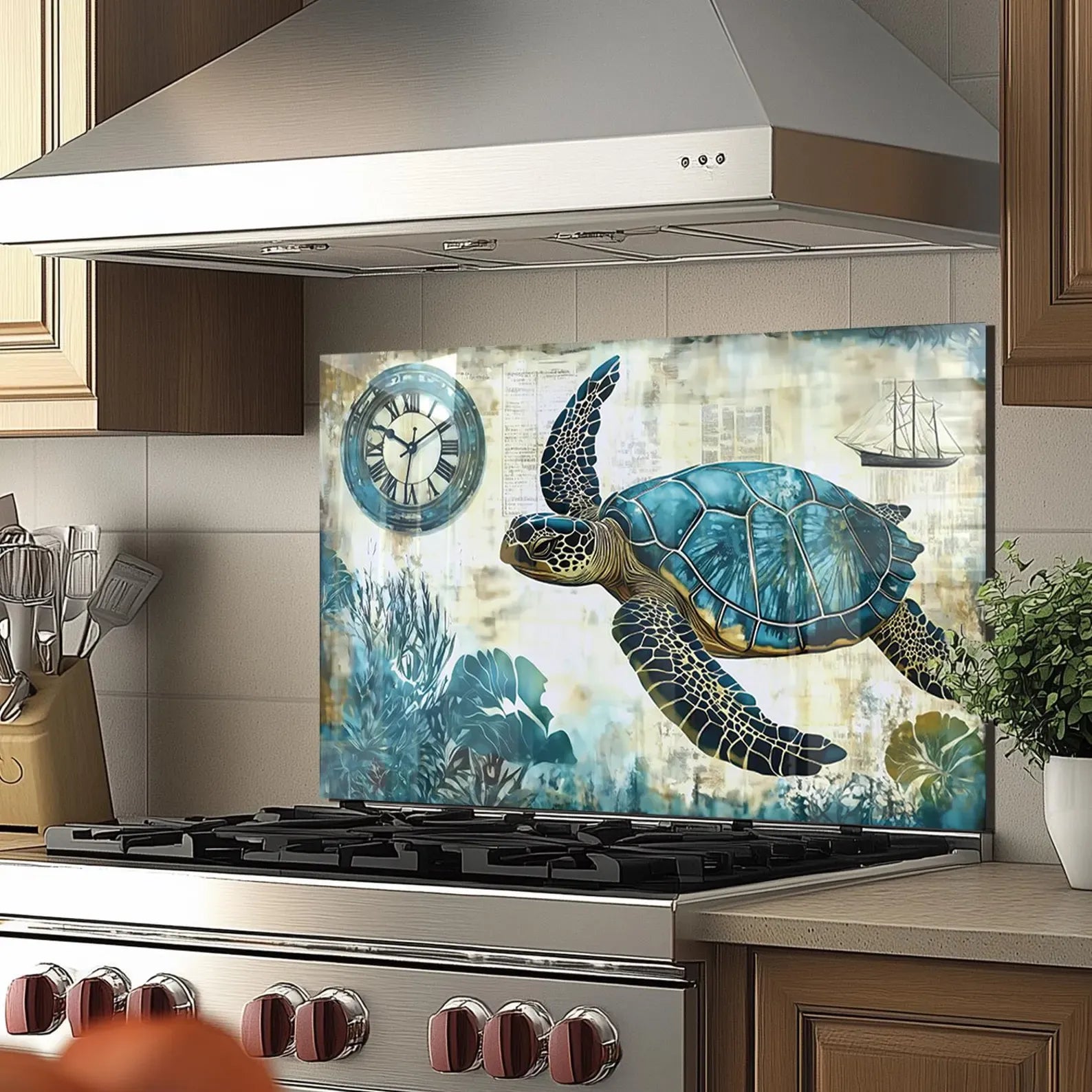 Turtle Glass Kitchen Backsplash detail view