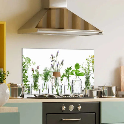 Transparent Vase Image Tempered Glass Stove Backsplash