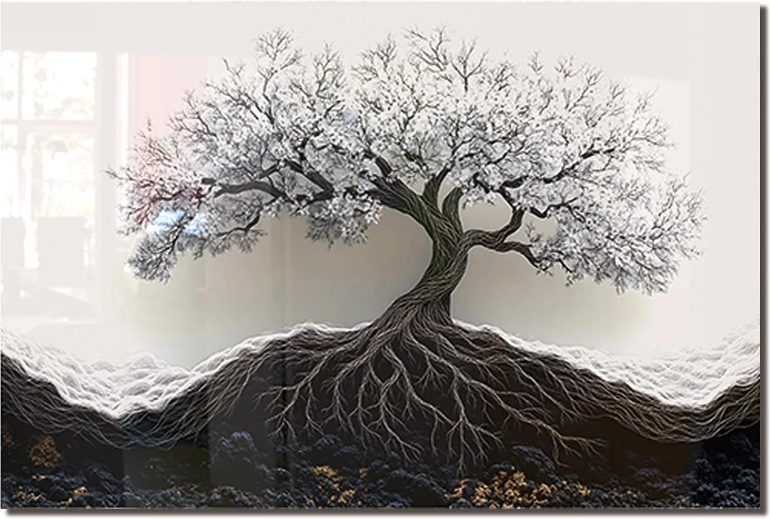 Tree of Life tempered glass kitchen backsplash kitchen wall display