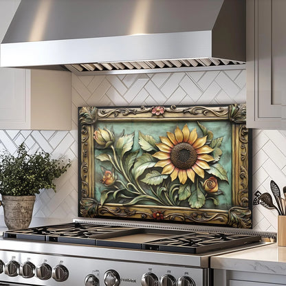 Sunflower tempered glass kitchen backsplash kitchen wall display