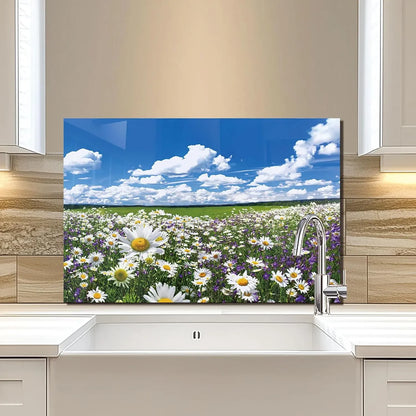 Wild Flower Pictures Tempered Glass Kitchen Backsplash