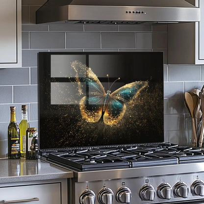 Butterfly Glass Backsplash Behind Kitchen Stove - Unique Zone