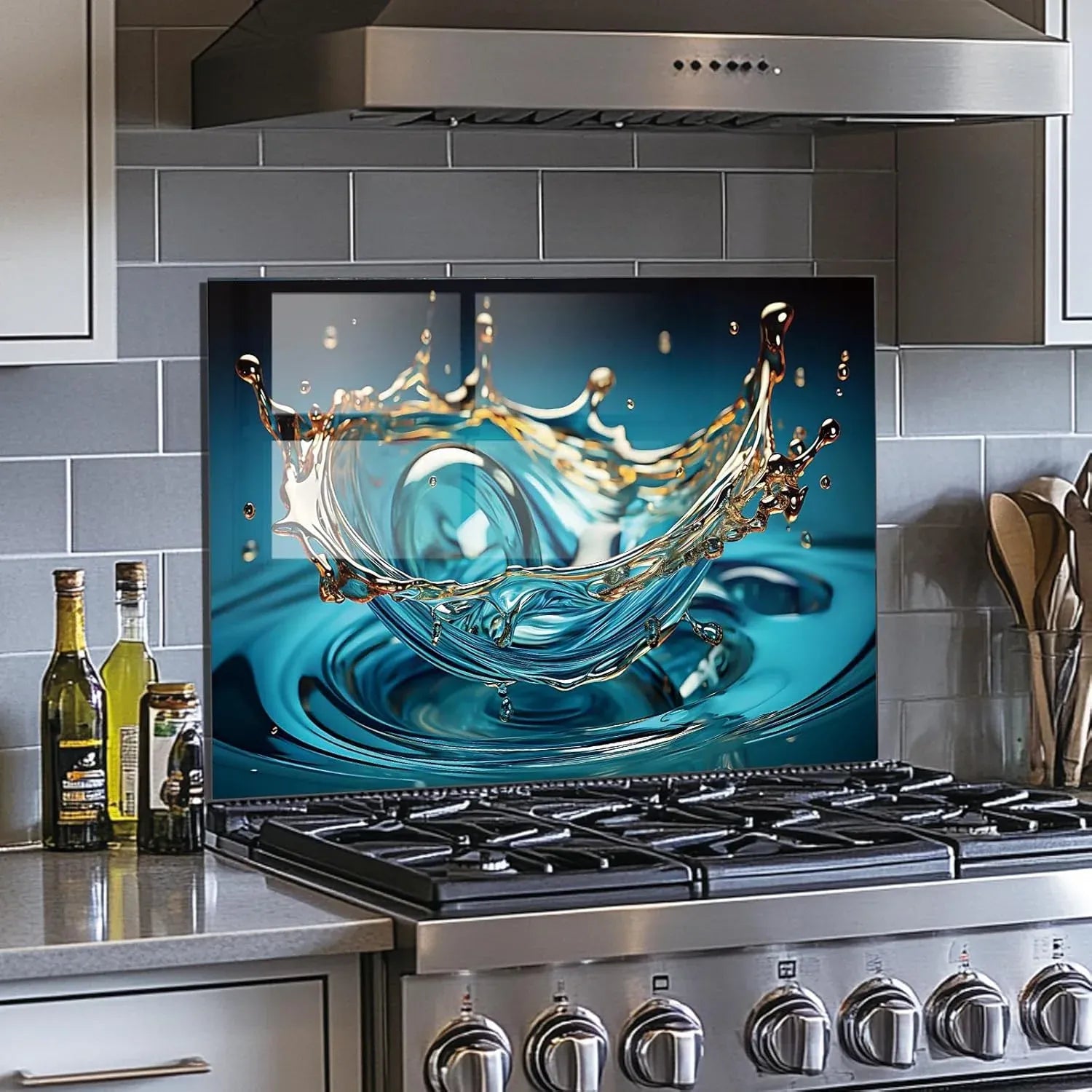 Water - Tempered Glass Backsplash for Kitchen lifestyle view
