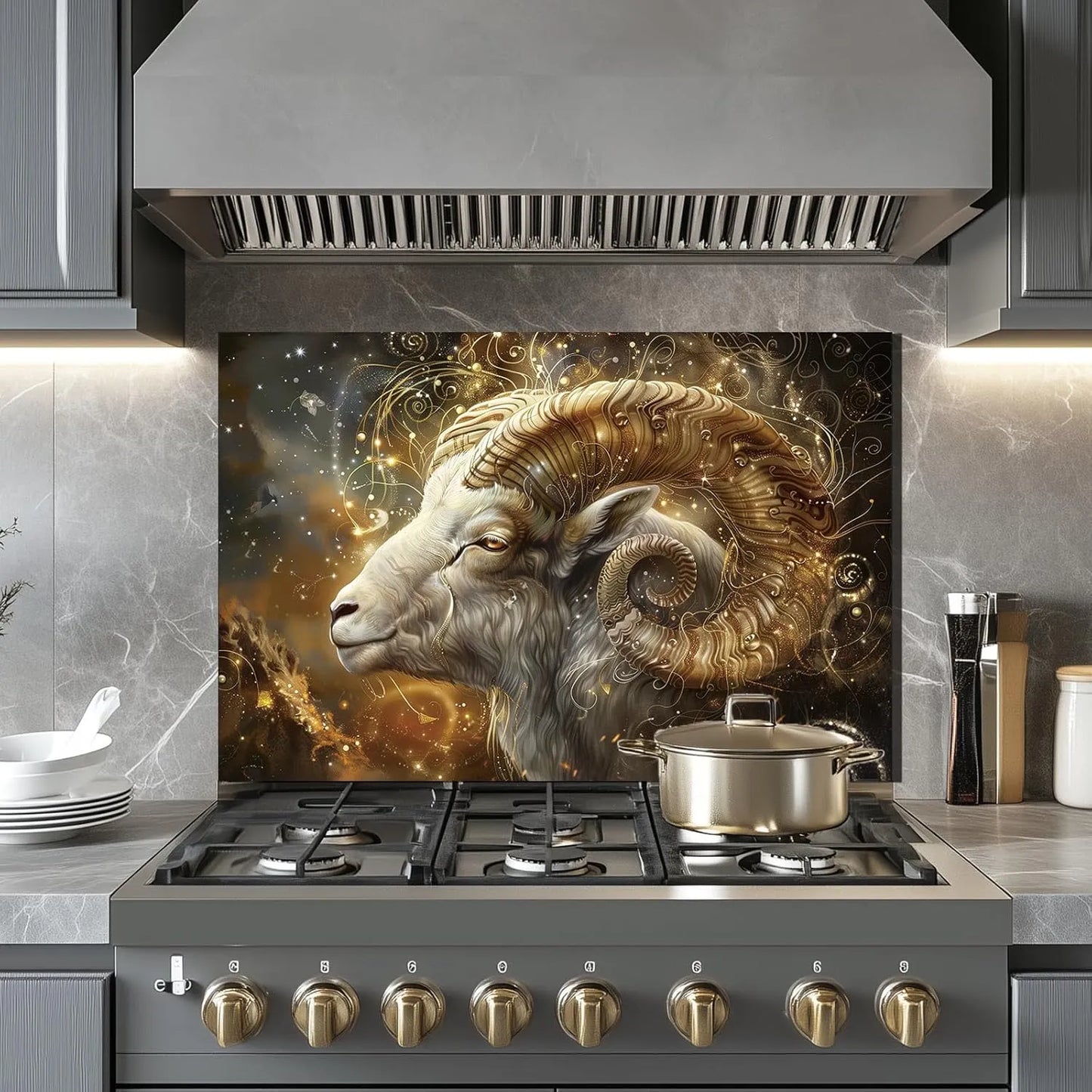 Twelve Zodiac Signs - Tempered Glass Backsplash for Kitchen