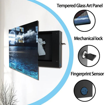 Glass Landscape Gun Storage Cabinet features: tempered glass panel, mechanical lock, fingerprint sensor