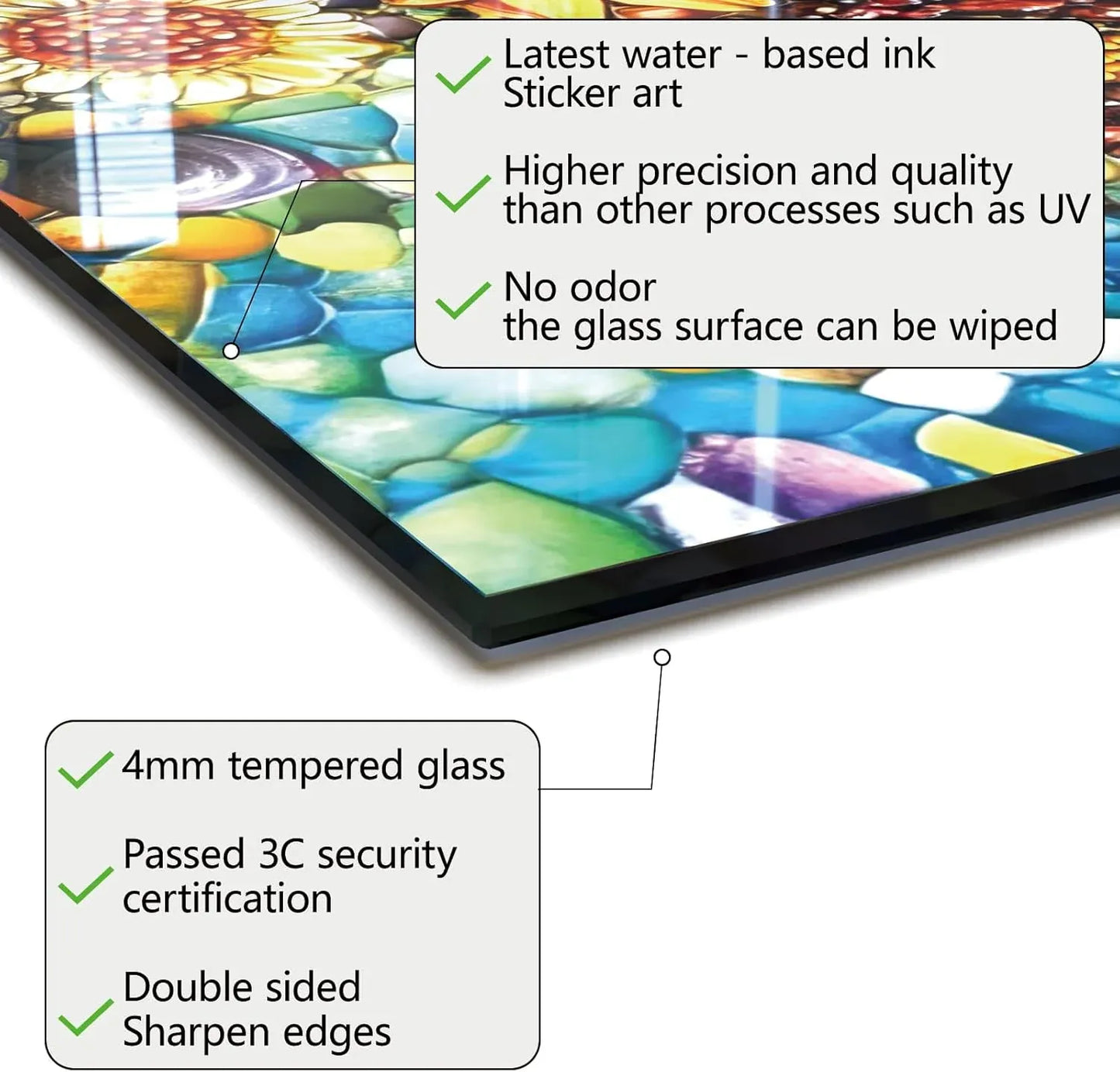 4mm tempered glass stove backsplash with water-based ink, 3C certified