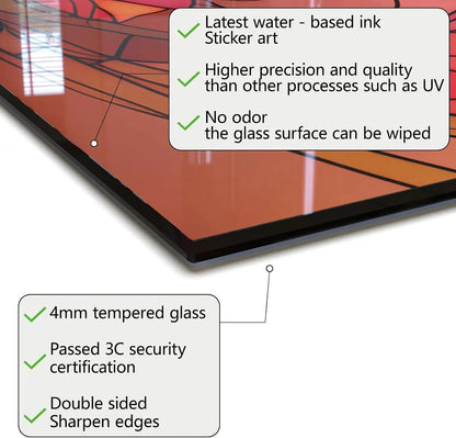 Tempered glass stove backsplash top cover with water - based ink, easy wipe surface