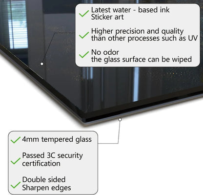 Tempered Glass Tree of Life Kitchen Wall Decor Splashback - 4mm Thick, Odor-Free, Heat Resistant