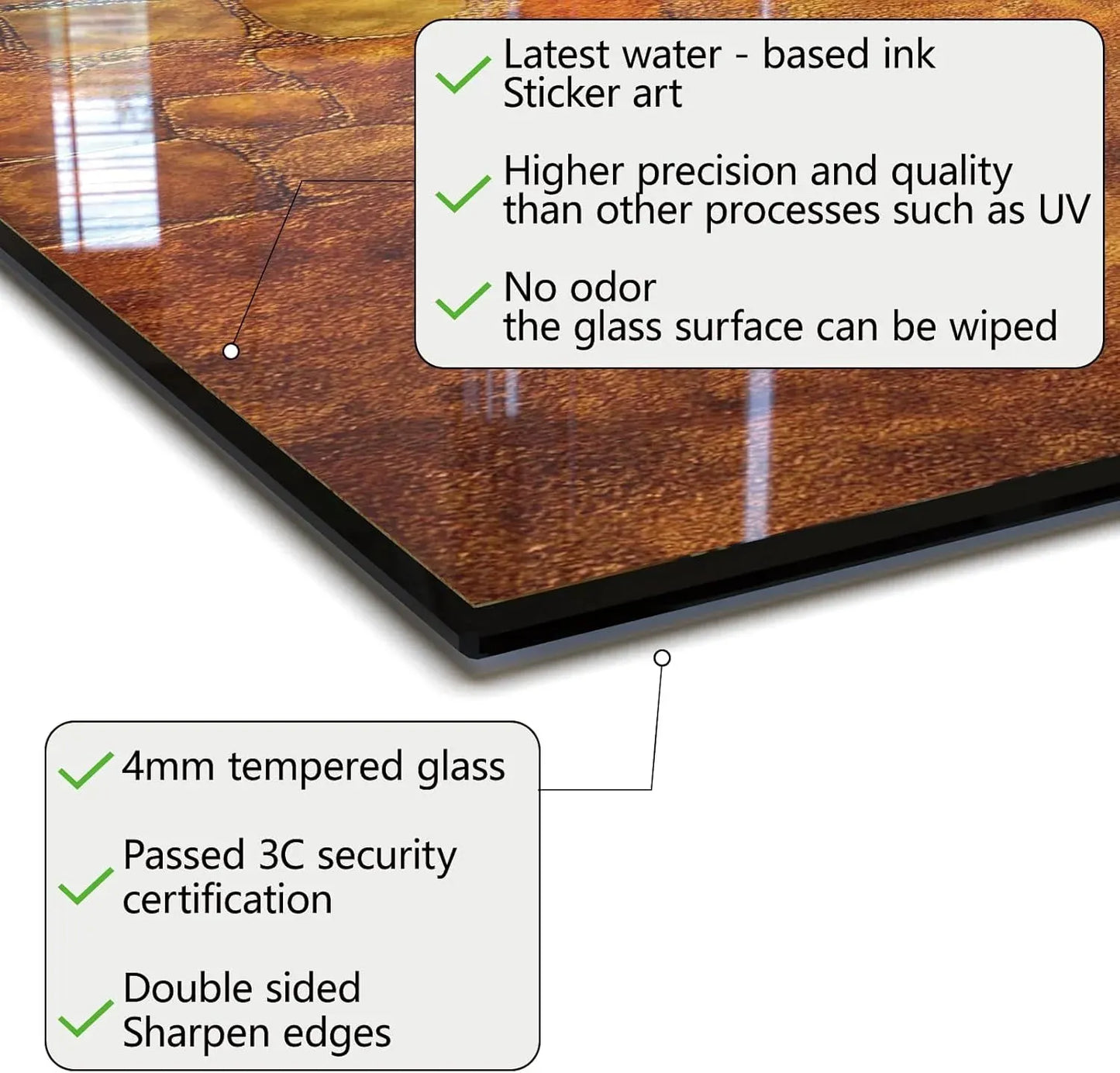 Tempered Glass 3D Butterfly Stove Backsplash Top Cover - 4mm Thick, Water-Based Ink, Wipeable Surface