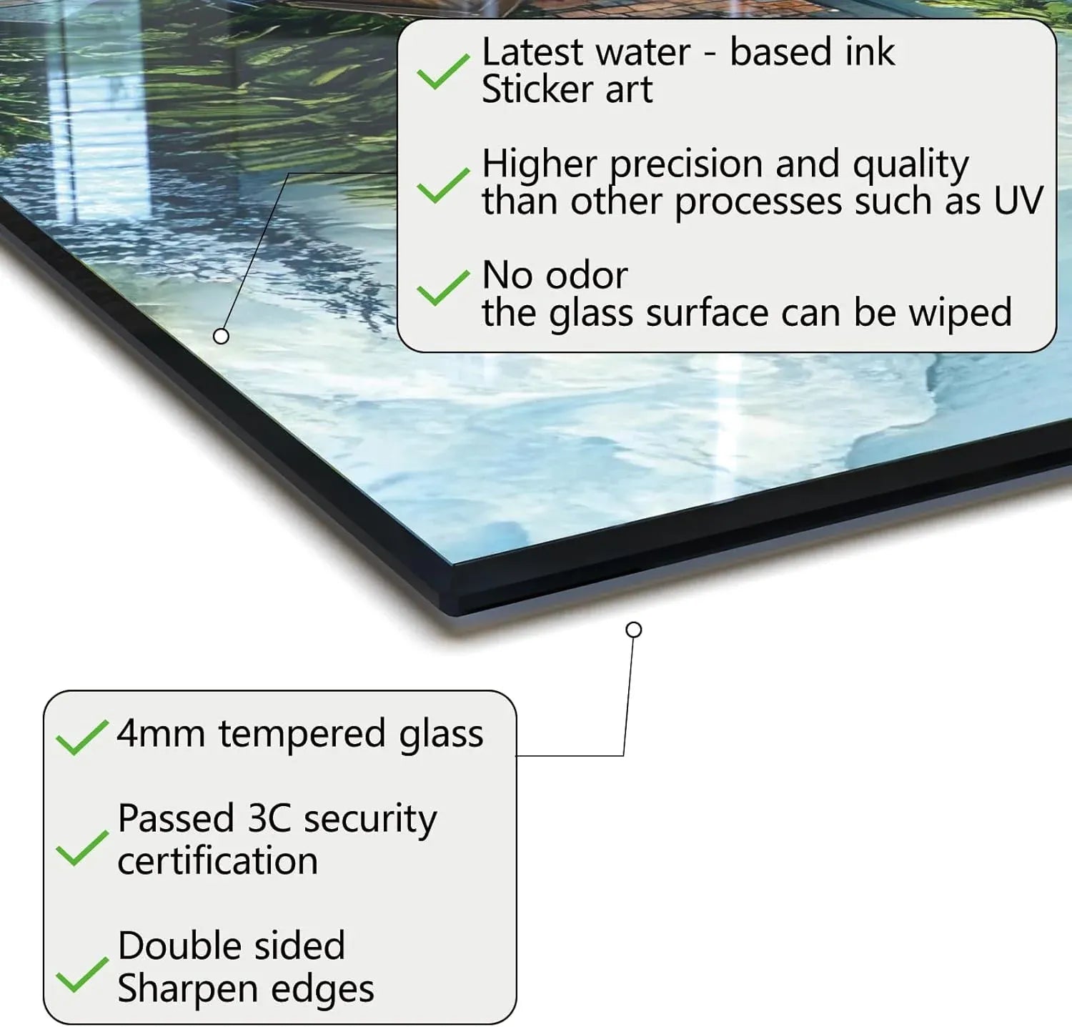 4mm tempered glass stove backsplash - water-based ink, easy clean & install