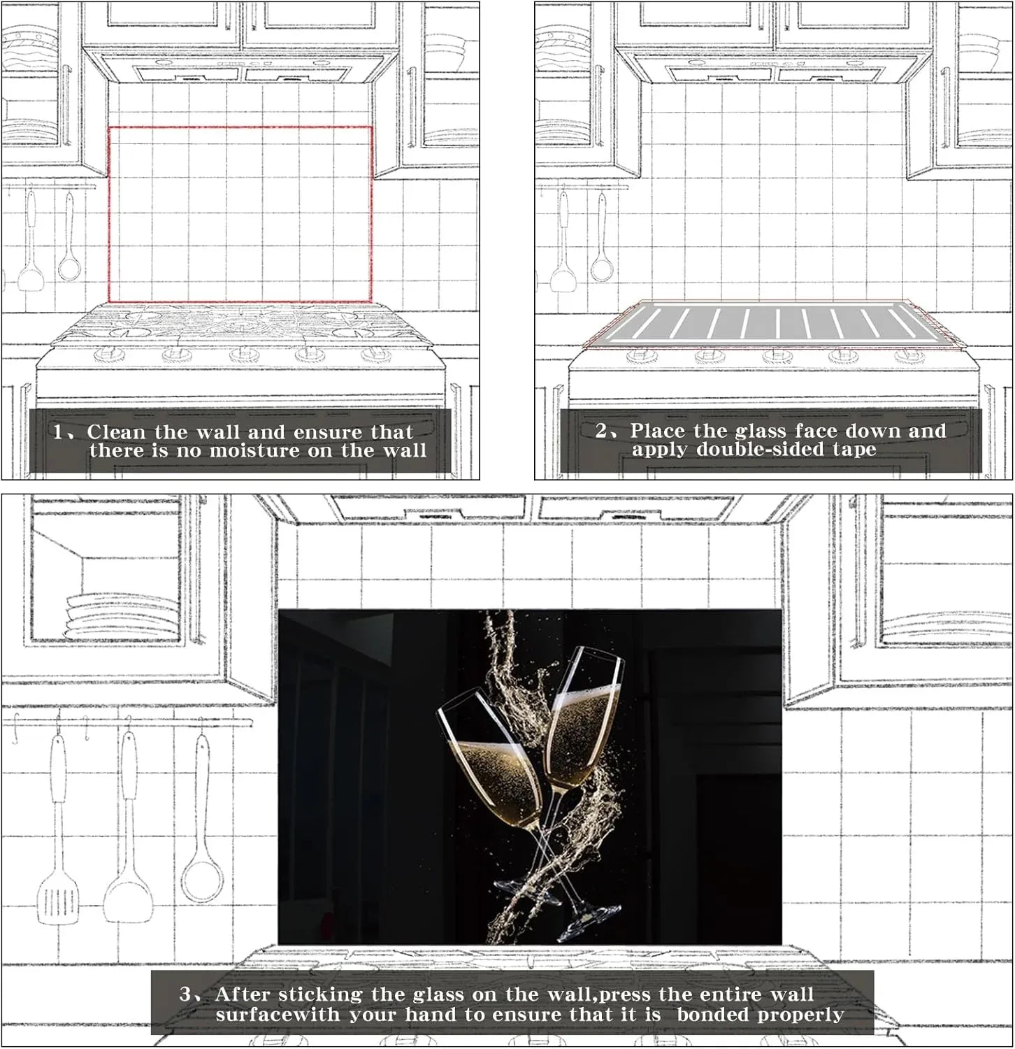 Installation guide for black bottomed wine glass kitchen sink cover splash guard - Unique Zone