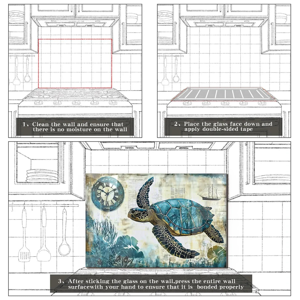 Turtle Glass Kitchen Backsplash lifestyle view