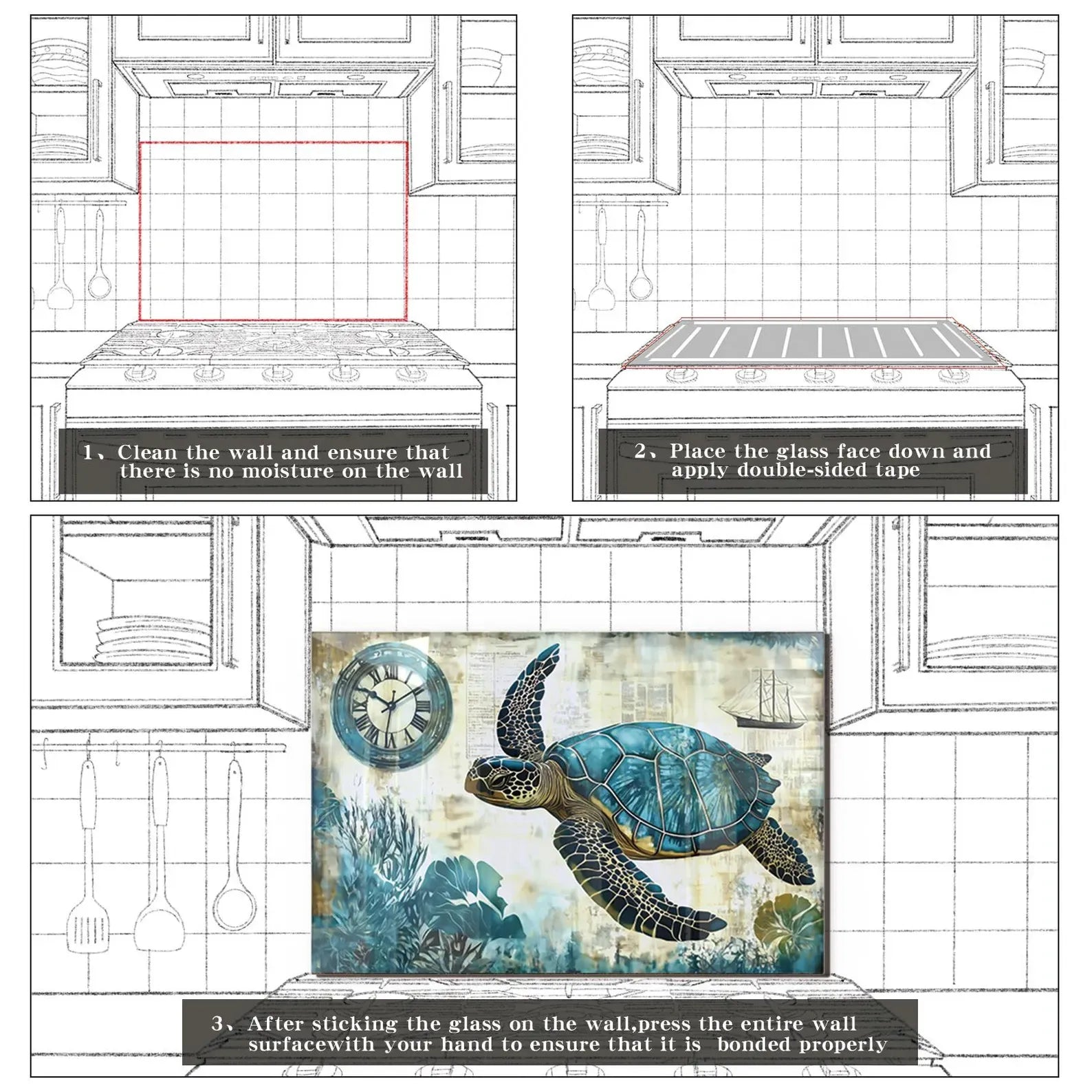 Turtle Glass Kitchen Backsplash lifestyle view