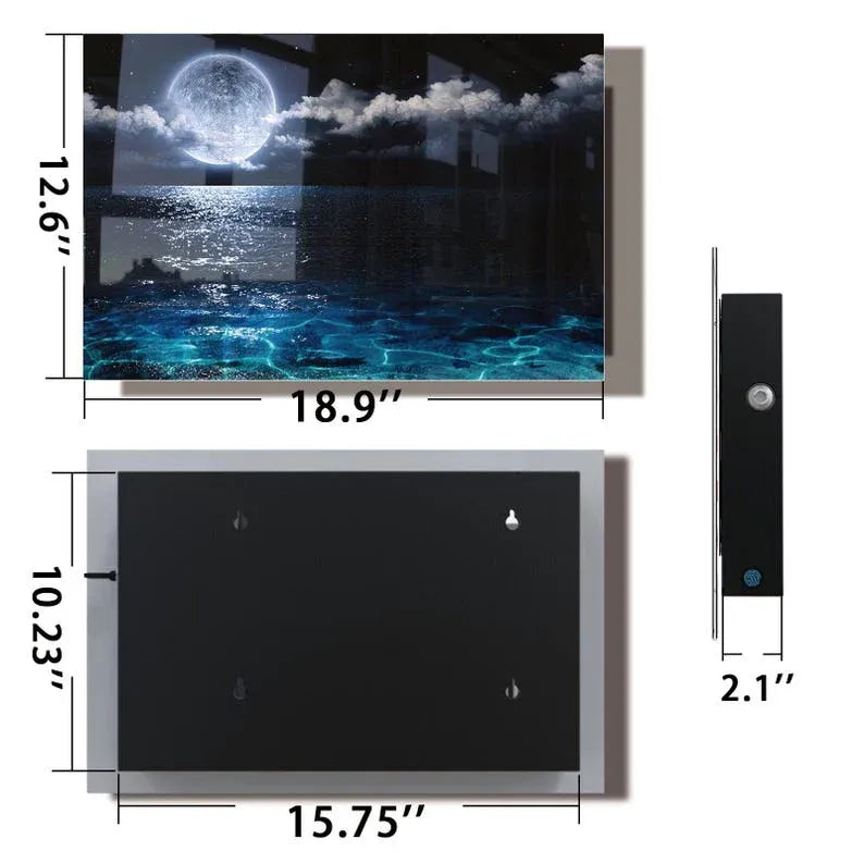 Glass Landscape Gun Storage Cabinet dimensions: 18.9x12.6 inches front, 15.75x10.23 inches back
