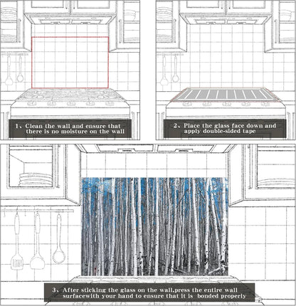 Installation steps for poplar tree blue leaves kitchen sink cover splash guard