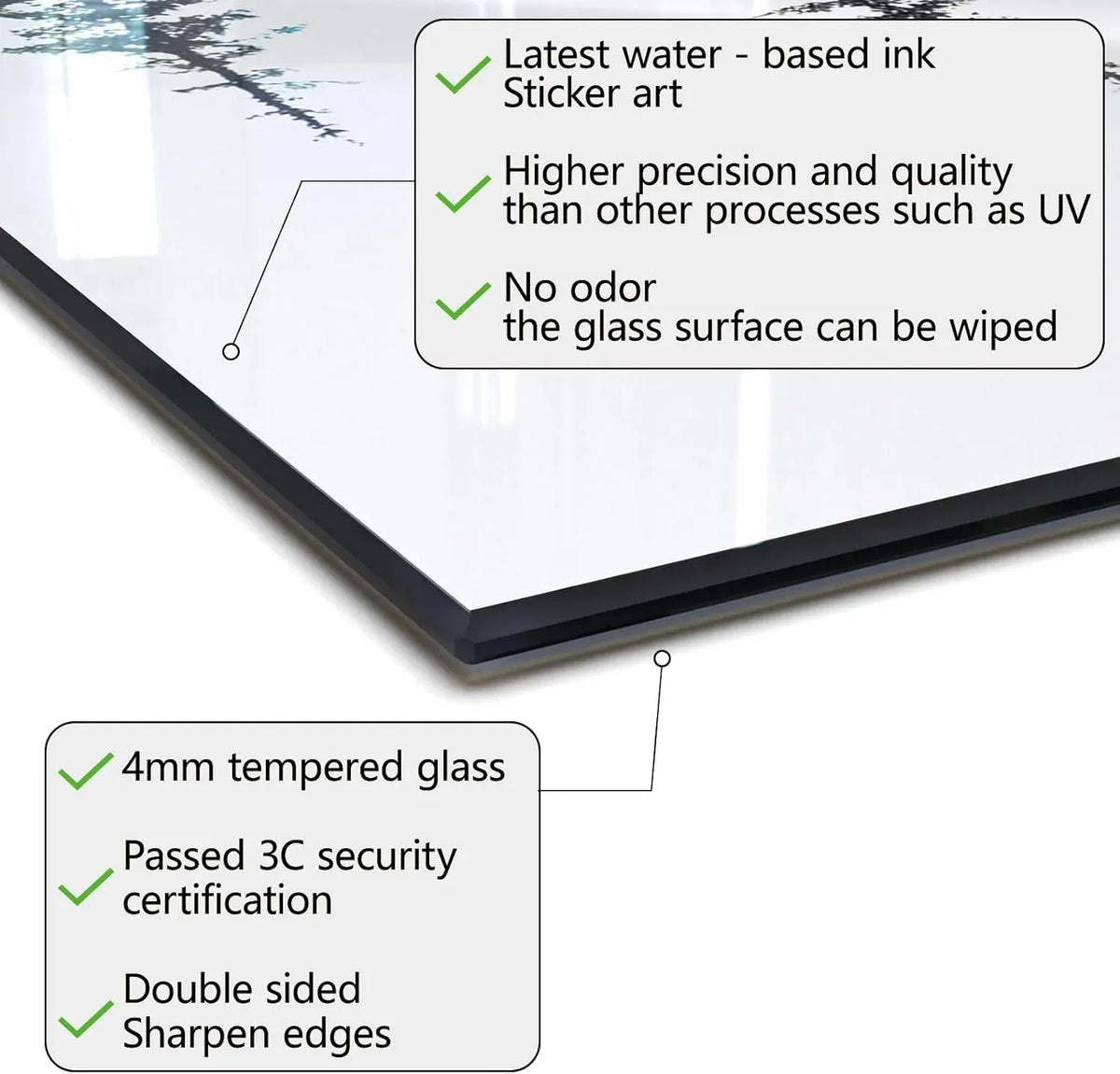 Tempered glass stove back top cover 4mm thickness water-based ink sticker art kitchen protector