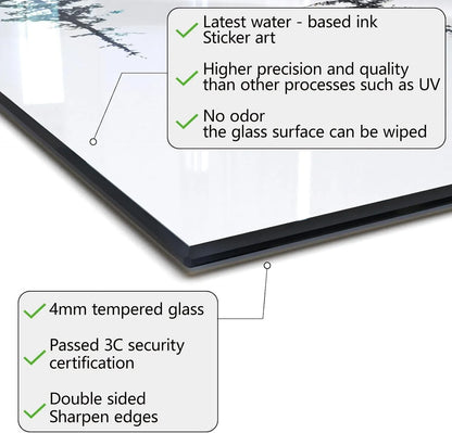 Tempered glass stove back top cover 4mm thickness water-based ink sticker art kitchen protector