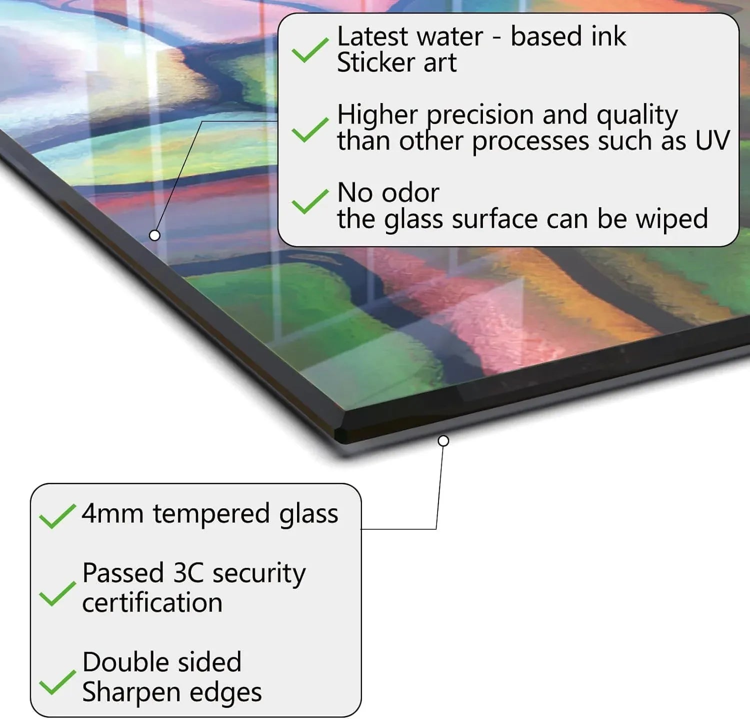 4mm tempered glass splashback - water-based ink, easy clean, 3C certified