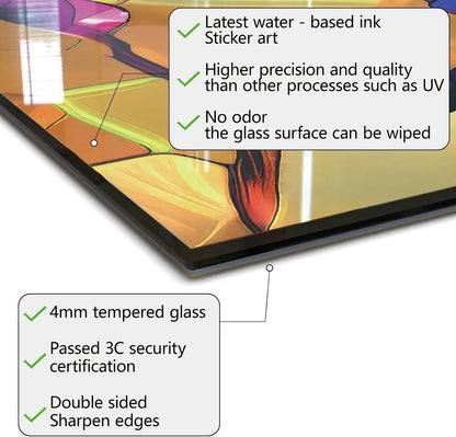Hummingbird Stove Back Top Cover 4mm Tempered Glass Water-Based Ink Easy to Wipe Surface