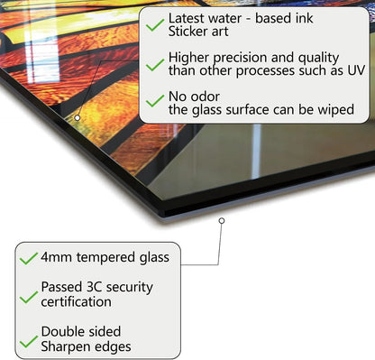 Tempered Glass Owl Backsplash Features - 4mm Tempered Glass, Water-Based Ink, Wipeable