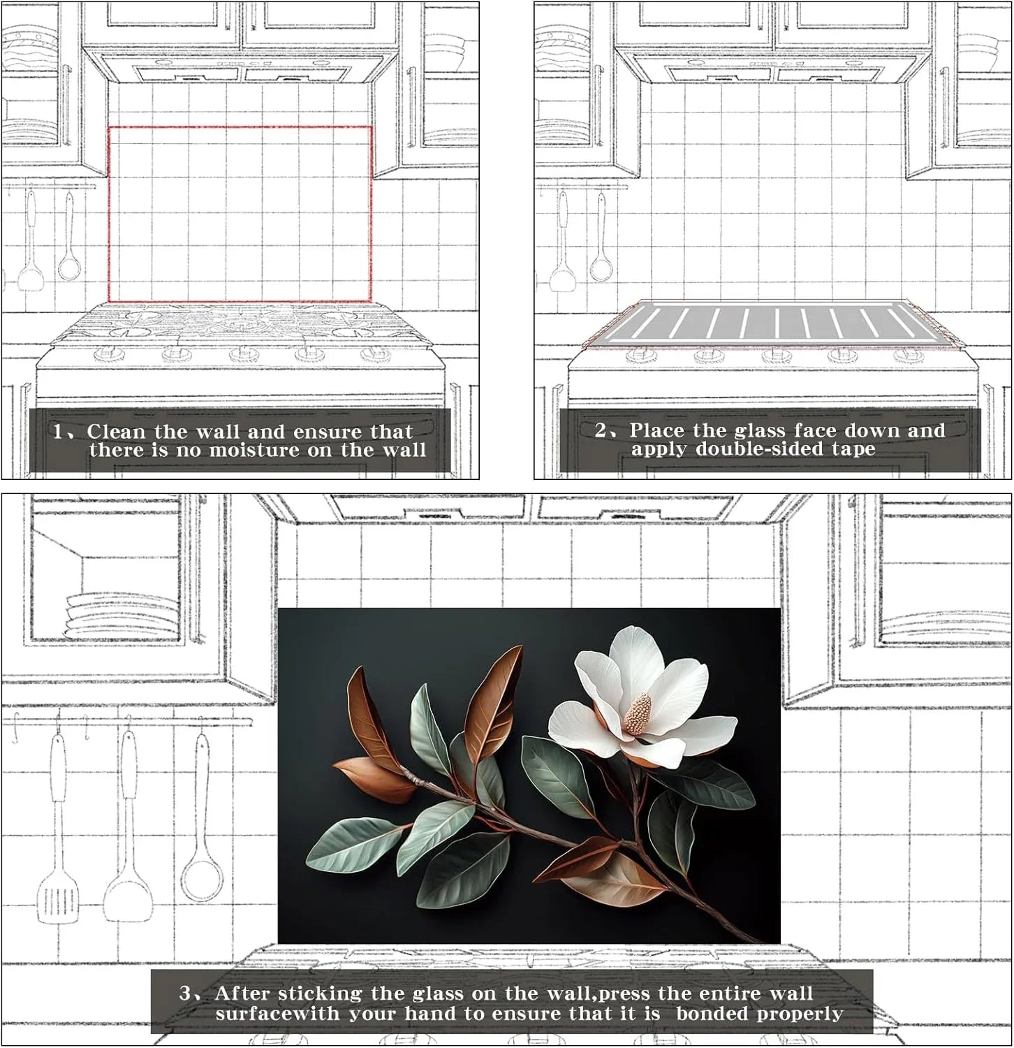 Step 1: Clean wall for Magnolia Kitchen Sink Cover Splash Guard installation