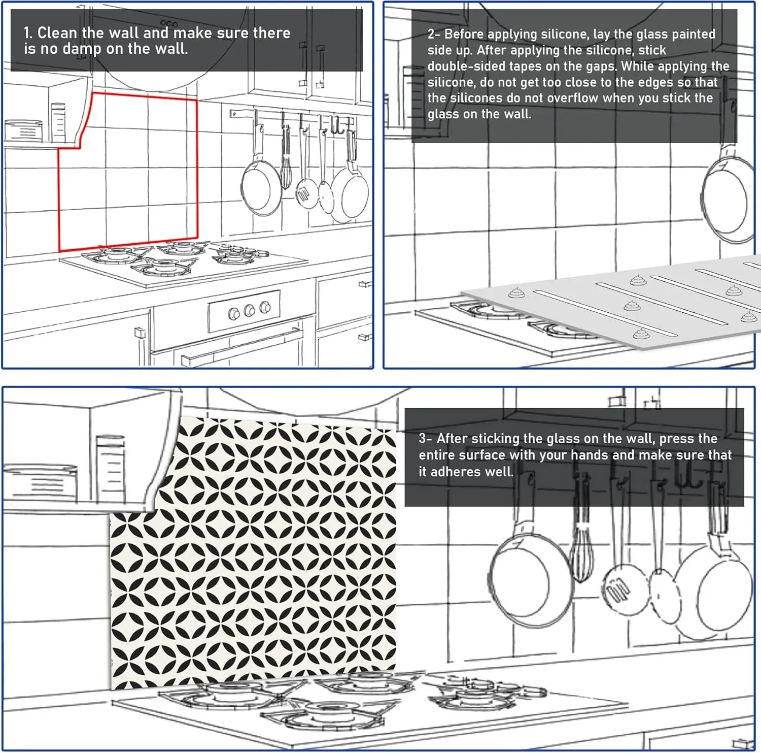 White Tempered Glass Kitchen Backsplash product image 4