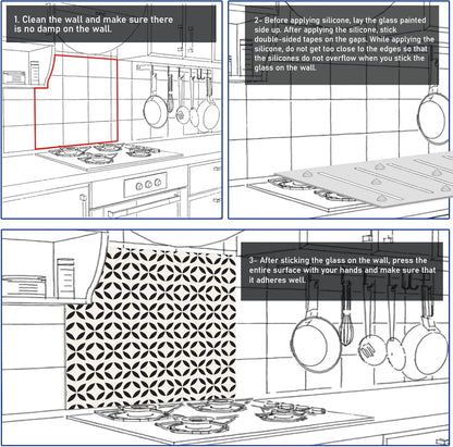 White Tempered Glass Kitchen Backsplash