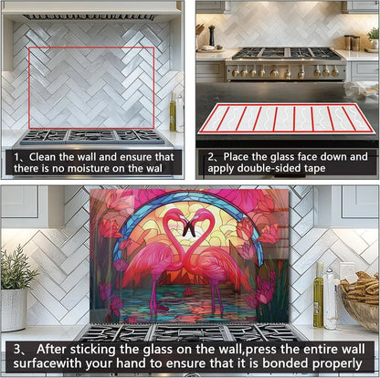 Installation guide for tempered glass flamingo stove backsplash top cover