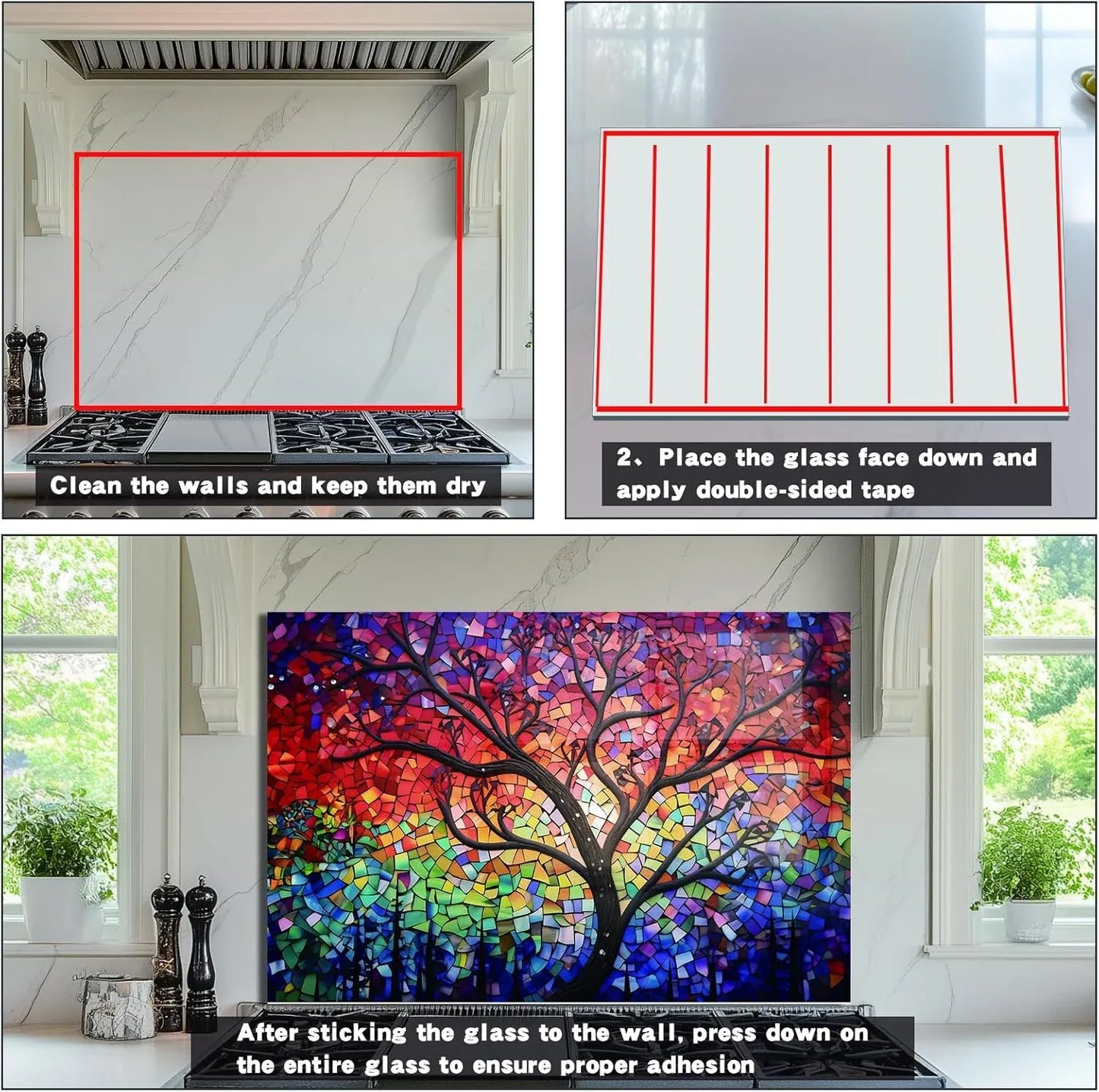 Sun Tree Glass Backsplash Installation Prep: Clean Dry Wall Area for Kitchen Backsplash