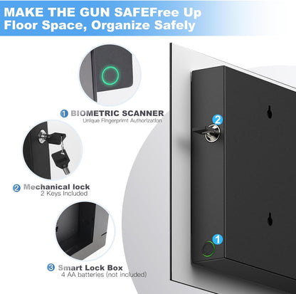 Modern Tree of Life Tempered Glass Handgun Safe - biometric fingerprint scanner, mechanical lock, smart lock box features