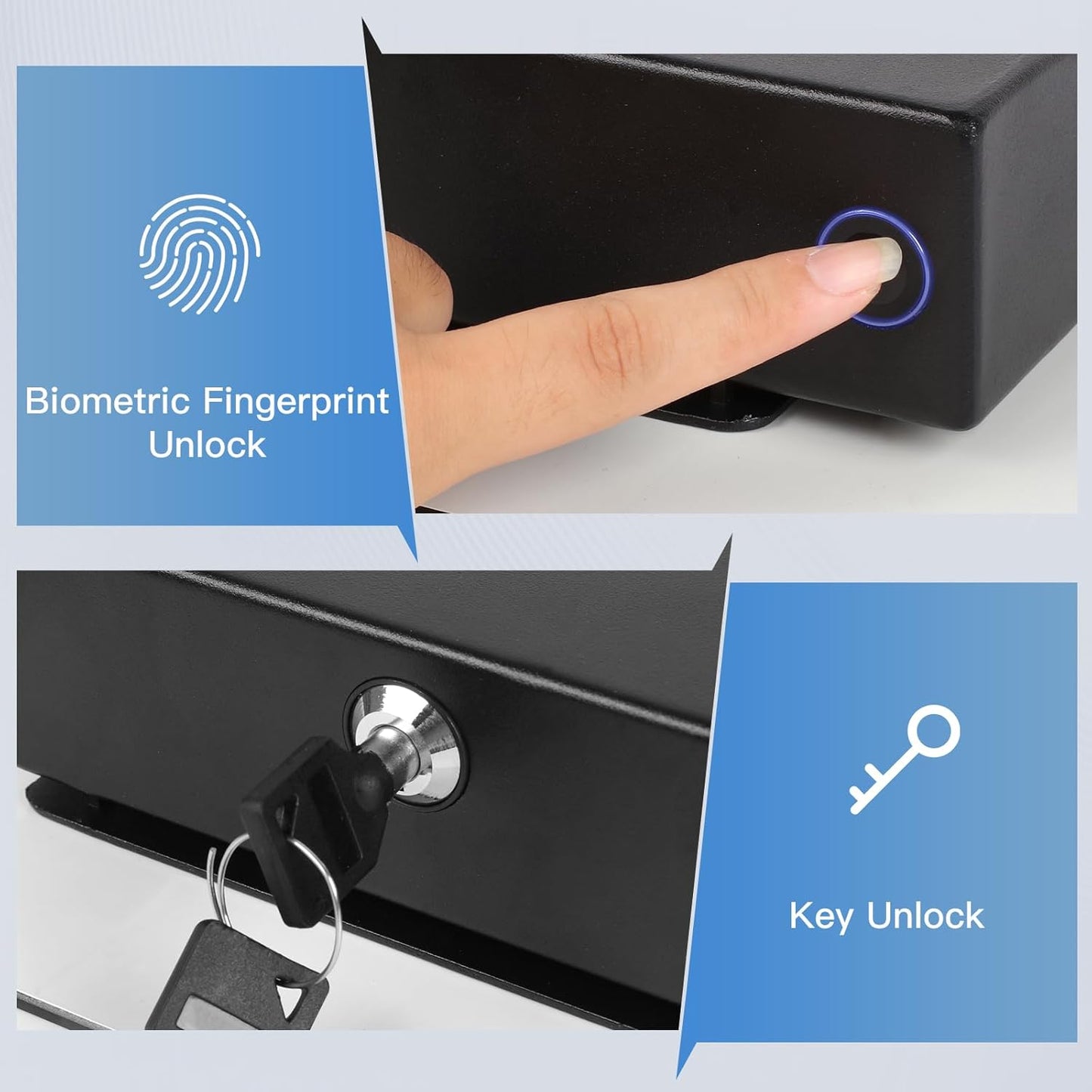 Glass Flag Gun Storage Cabinet with Biometric Fingerprint & Key Unlock