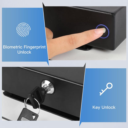 Glass Flag Gun Storage Cabinet with Biometric Fingerprint & Key Unlock