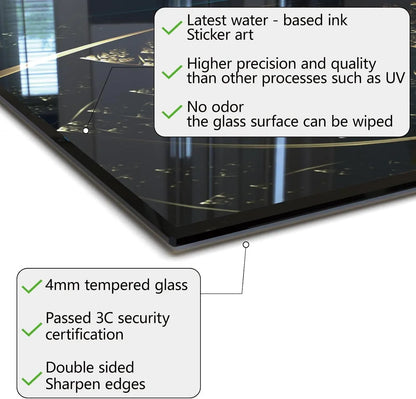 Abstract fractal flower stove cover 4mm tempered glass water-based ink no odor easy wipe