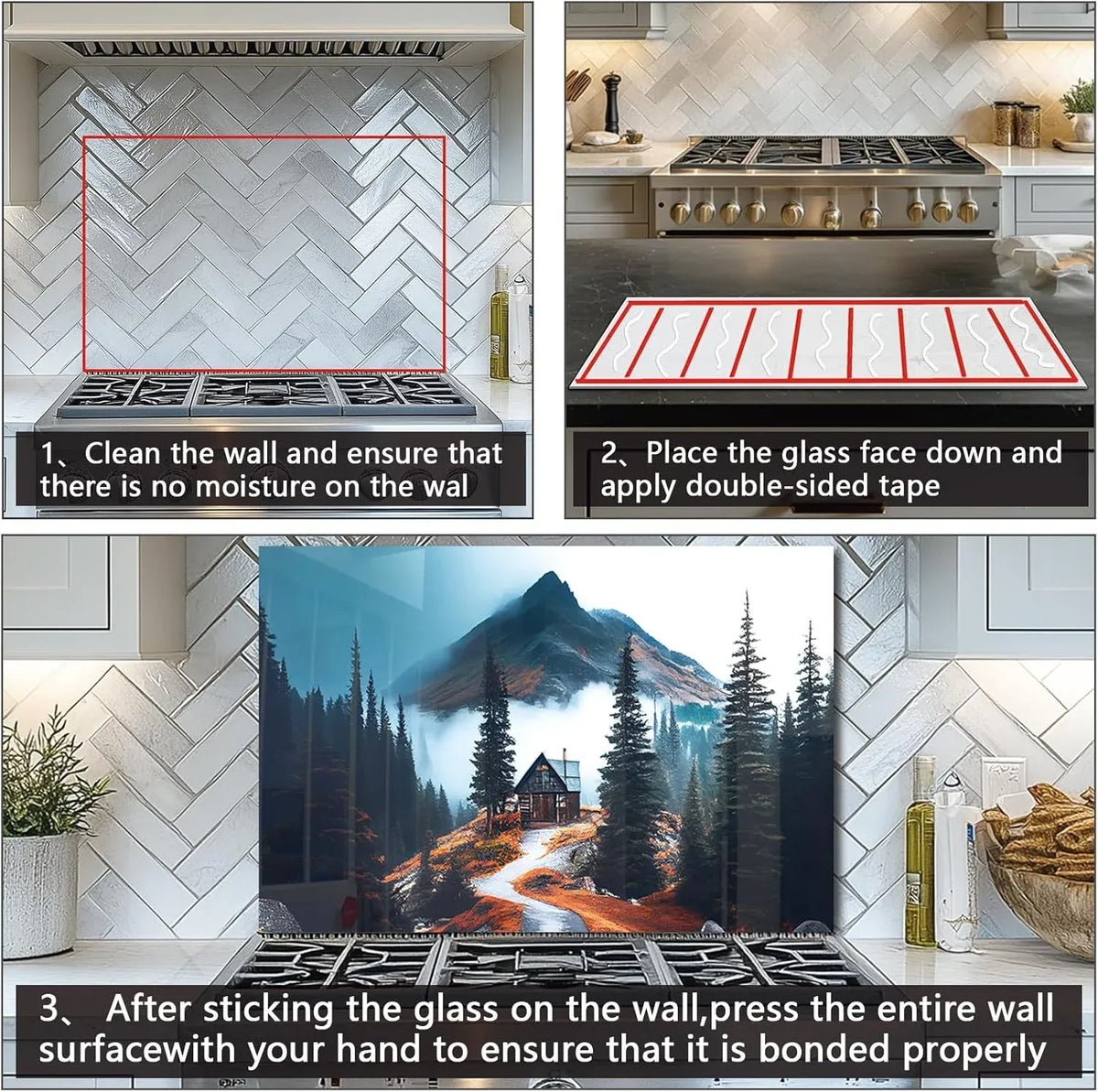 Tempered glass tiny house pattern stove back top cover for kitchen protection