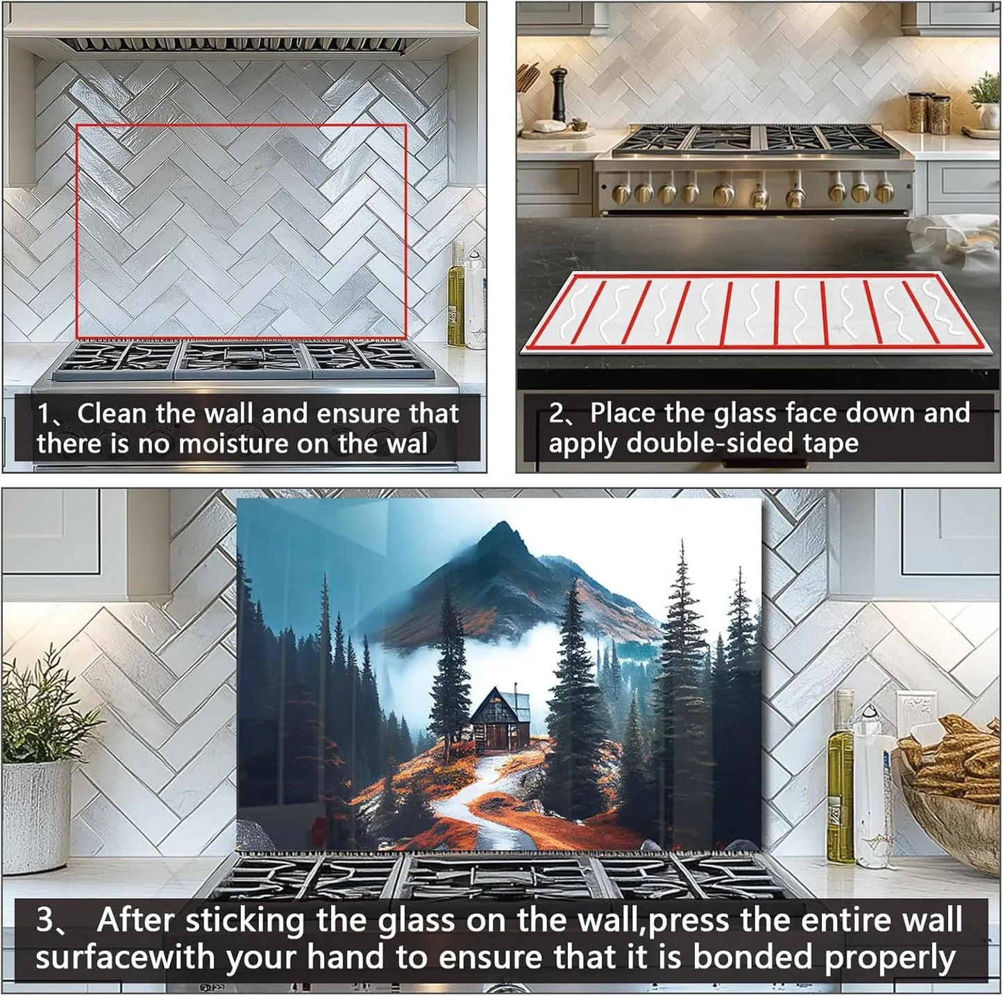 Tempered glass tiny house pattern stove back top cover for kitchen protection