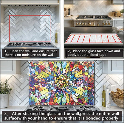 Tempered glass mosaic backsplash installation tutorial - step-by-step application process