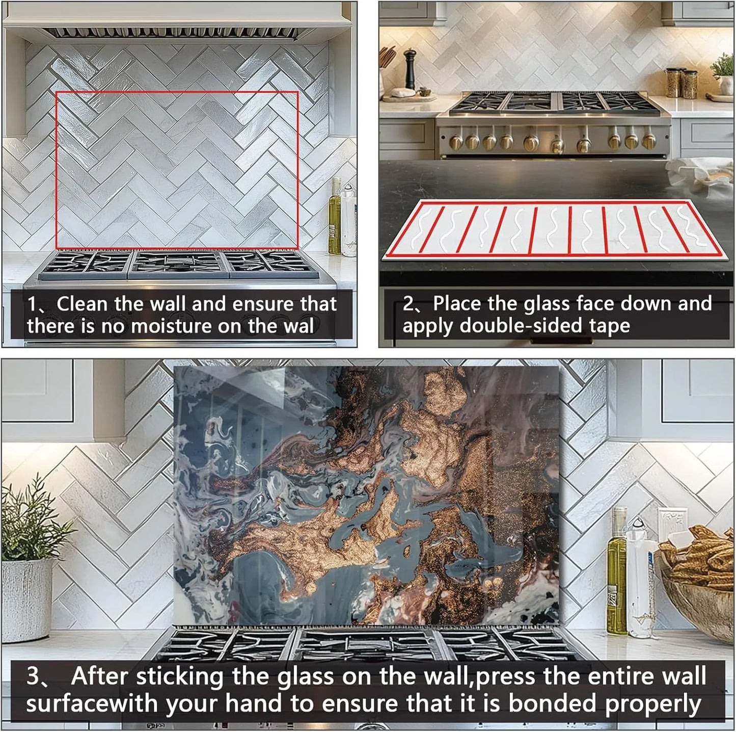 Tempered Glass Marbling Stove Back Top Cove