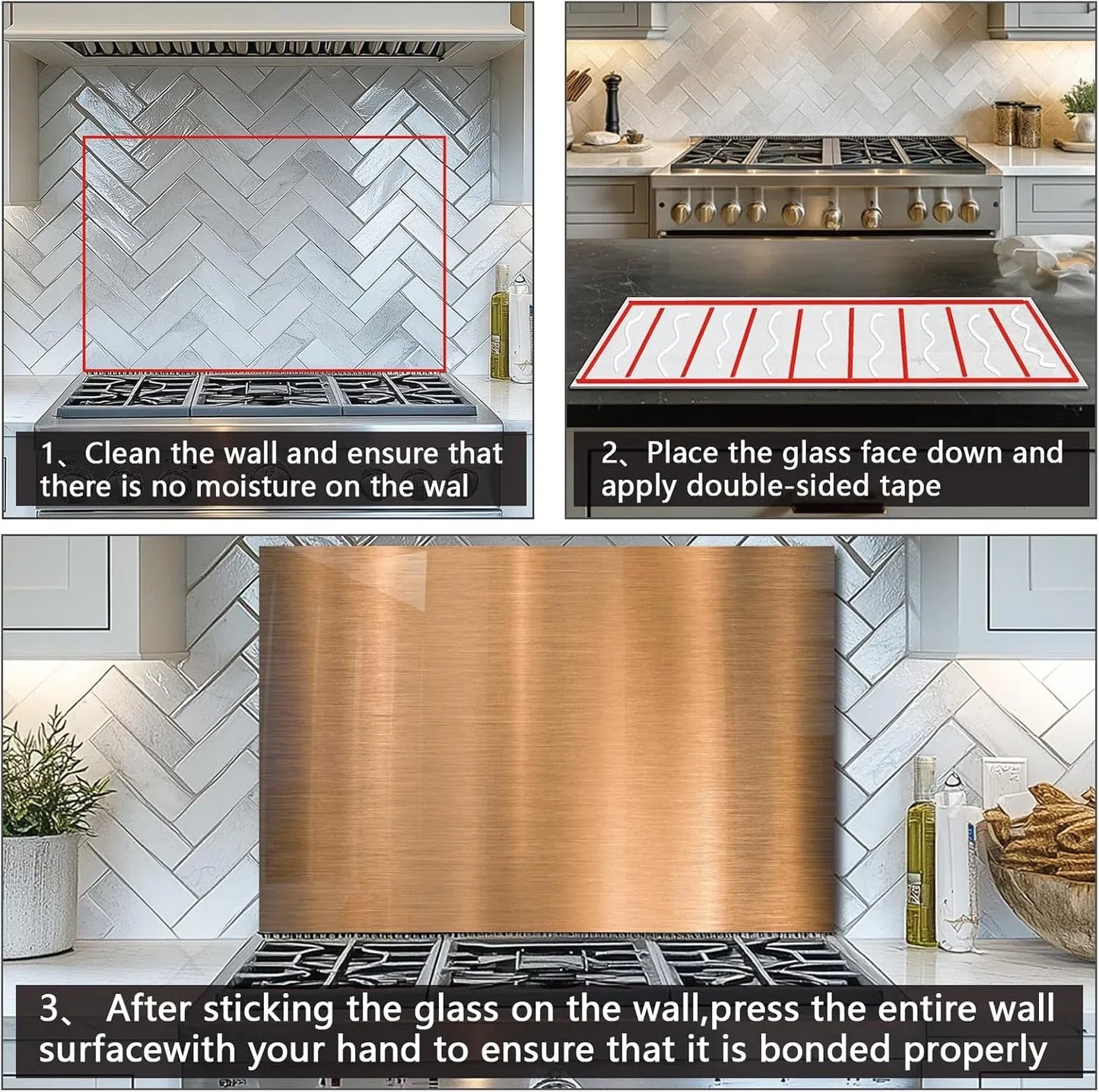 Tempered glass backsplash installation guide for kitchen behind stove