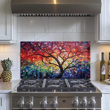 Sun Tree Glass Backsplash Installation Step: Apply Double-Sided Tape to Glass for Kitchen Backsplash