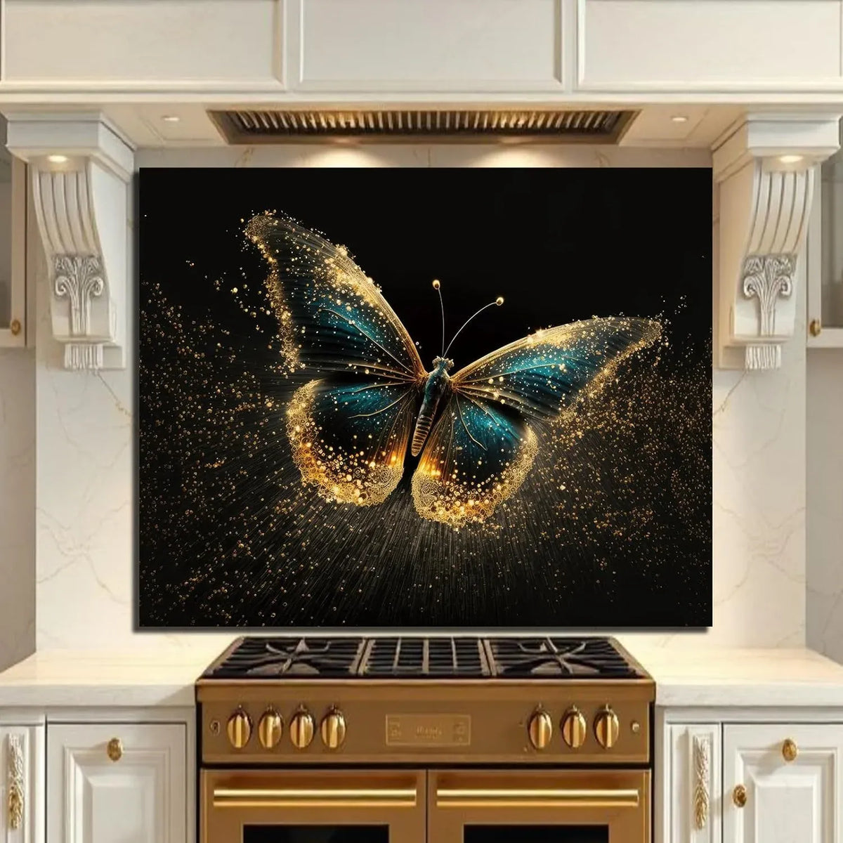 Butterfly Design Tempered Glass Kitchen Backsplash - Unique Zone