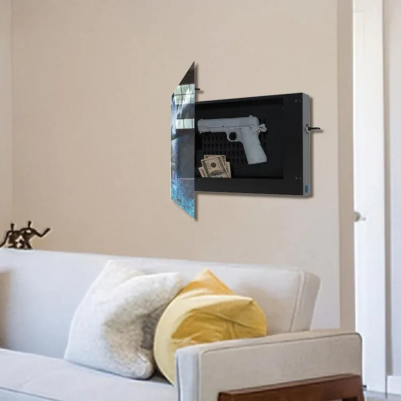 Glass Landscape Gun Storage Cabinet - Wall-mounted secure storage for firearms and valuables
