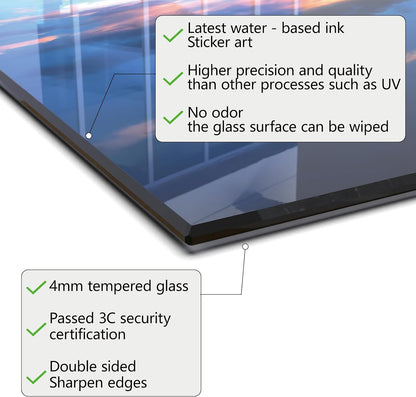 Sea Beach Tempered Glass Kitchen Backsplash