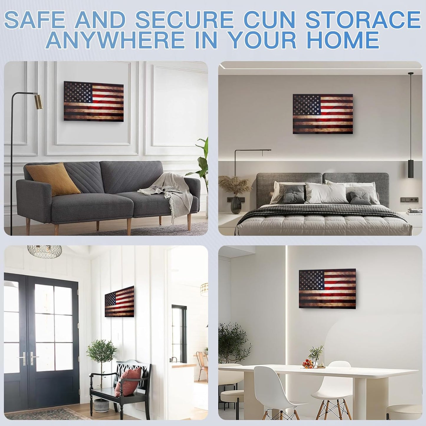 Versatile Glass Flag Gun Storage Cabinet for living room, bedroom, entryway, dining area