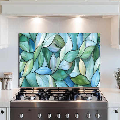 Leaves Tempered Glass Kitchen Backsplash