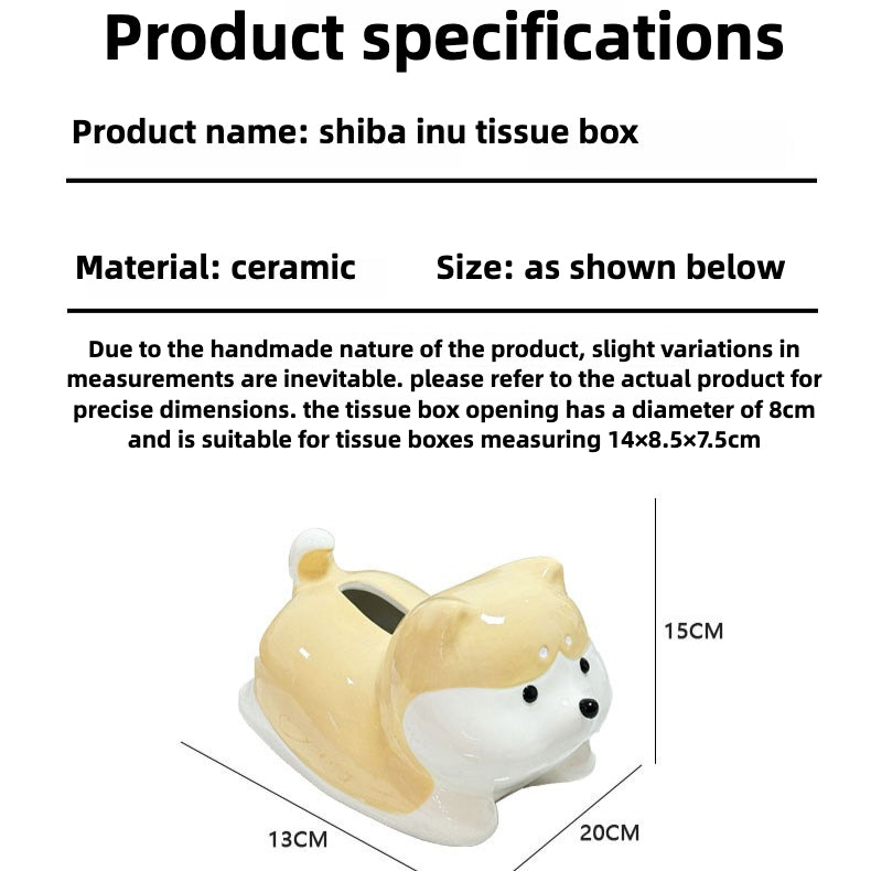 Ceramics Shiba Inu Tissue Box