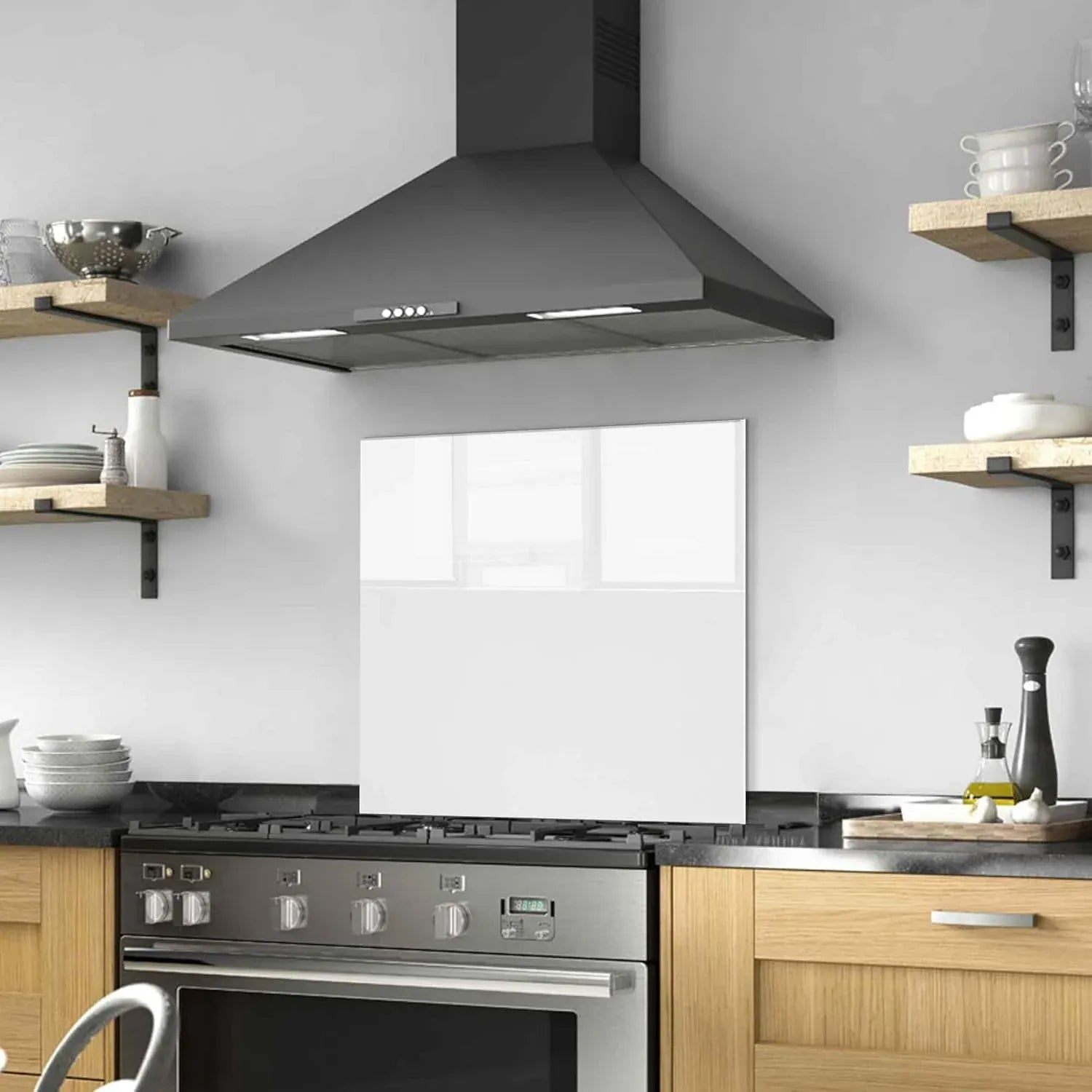 White Tempered Glass Kitchen Backsplash product image 6