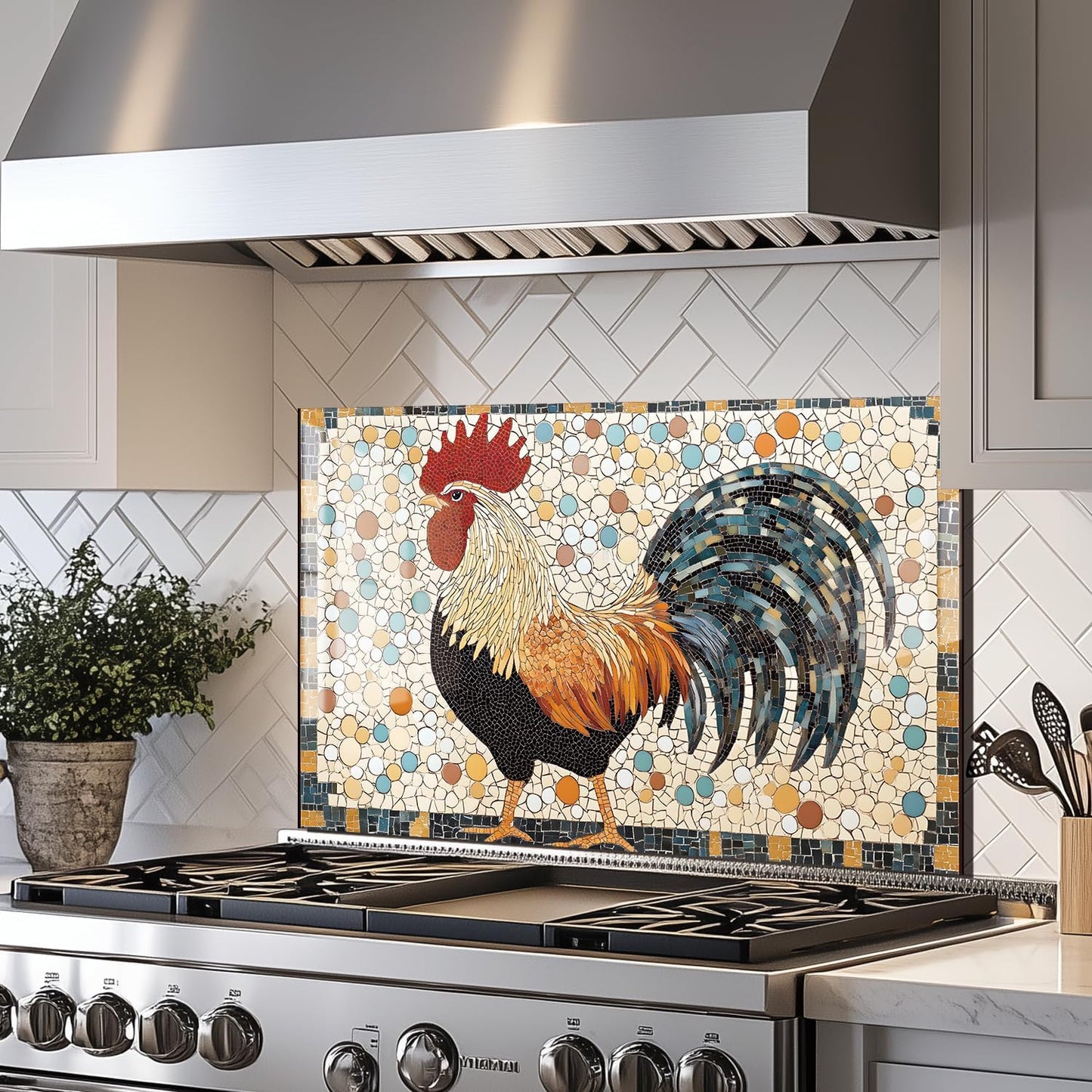 Rooster - Tempered Glass Backsplash for Kitchen